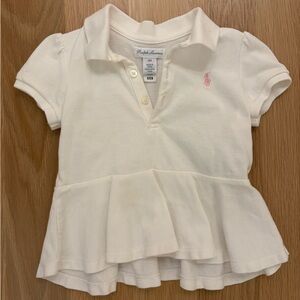 Polo Ralph Lauren White Ruffle Peplum Polo Top 18M